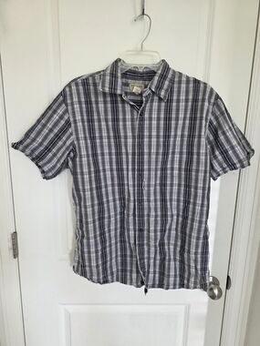 Sonoma Men's Short-Sleeve Plaid Button-Down Shirt - Gray & Black